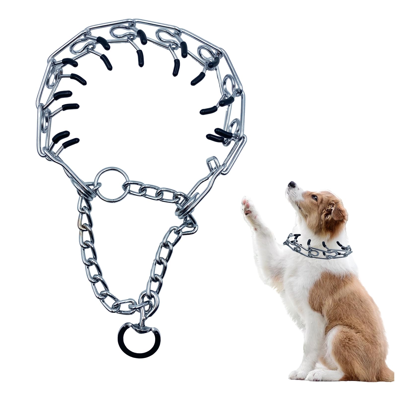 Collar de Perro de Acero Inoxidable Ajustable y Desmontable - Entrenamiento Al Aire Libre, Pata Áspera Duradero - Para Perros Medianos y Grandes - Plata 3,5mm*55cm