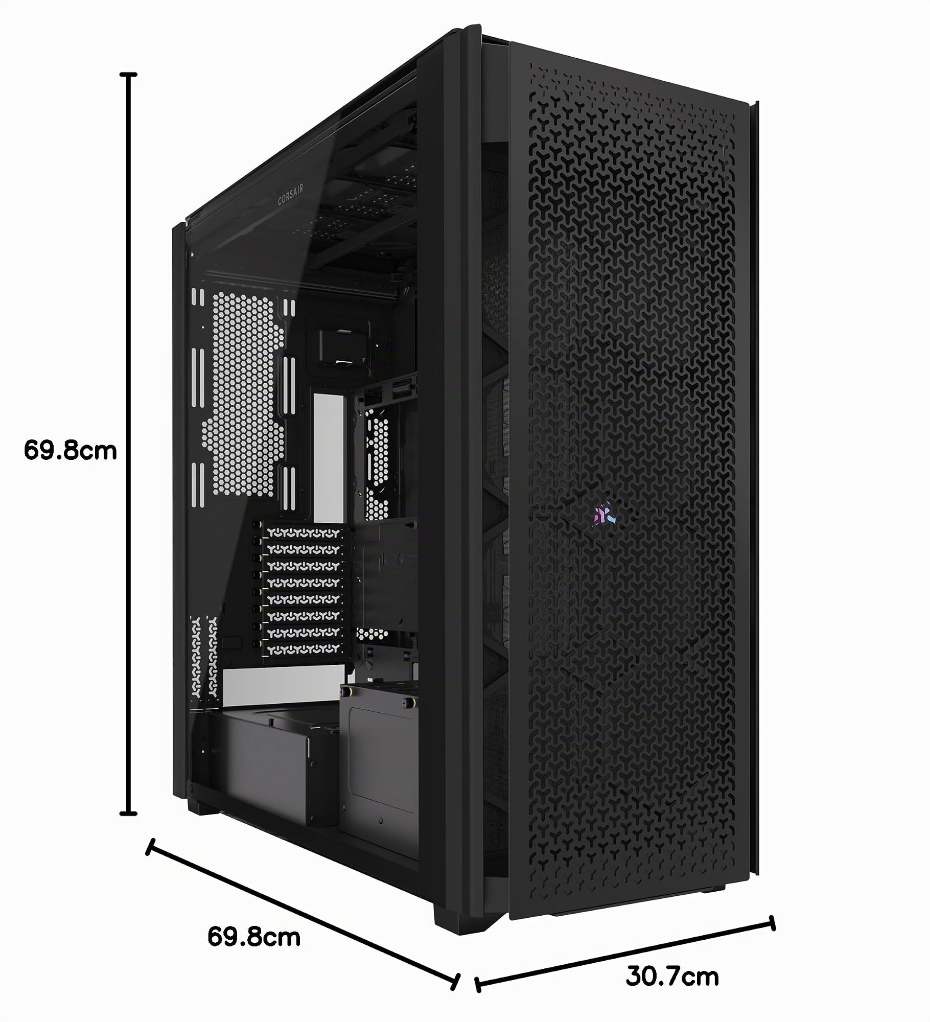 CORSAIR 9000D RGB AIRFLOW Case per PC Super Full-Tower – Spazio Mastodontico – Attacco ventole InfiniRail™ – Nessuna Ventola Inclusa – iCUE LINK System Hub Incluso – Nero