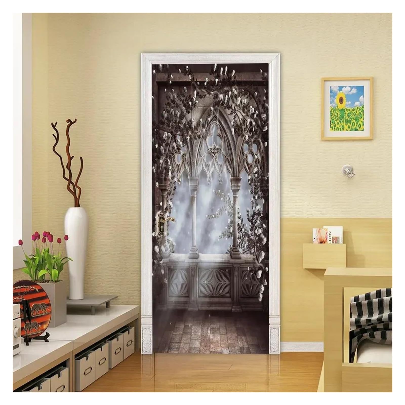 Sticker mural de porte vinyle imperméable pour rénover facilement une pièce