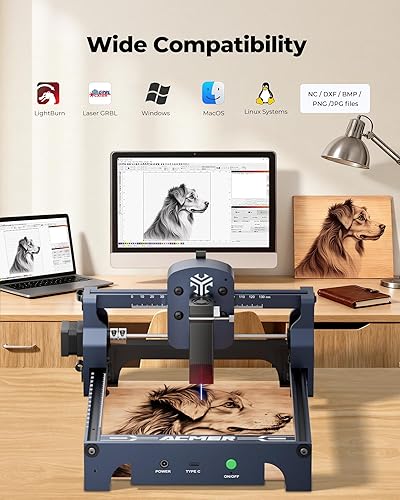 Miniatura 8 de ACMER Grabador láser S1, máquina grabadora láser de 6000 mW, cortador de madera de mayor precisión y máquina de grabado con área de trabajo