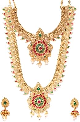 YouBella Jewellery Sets for Women Gold Plated Combo of Two Traditional Necklace Set for Women Jewellery Set with Earrings for Girls/Women