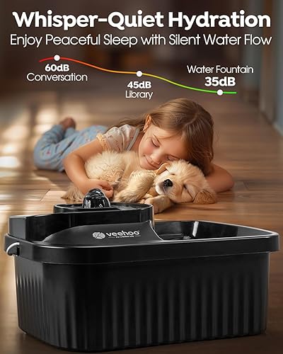 Miniatura 7 de Veehoo Fuente de agua para perros grandes  Fuente de agua para mascotas de 2.4 galones con alfombrilla de tierra de diatomeas y 5 filtros,