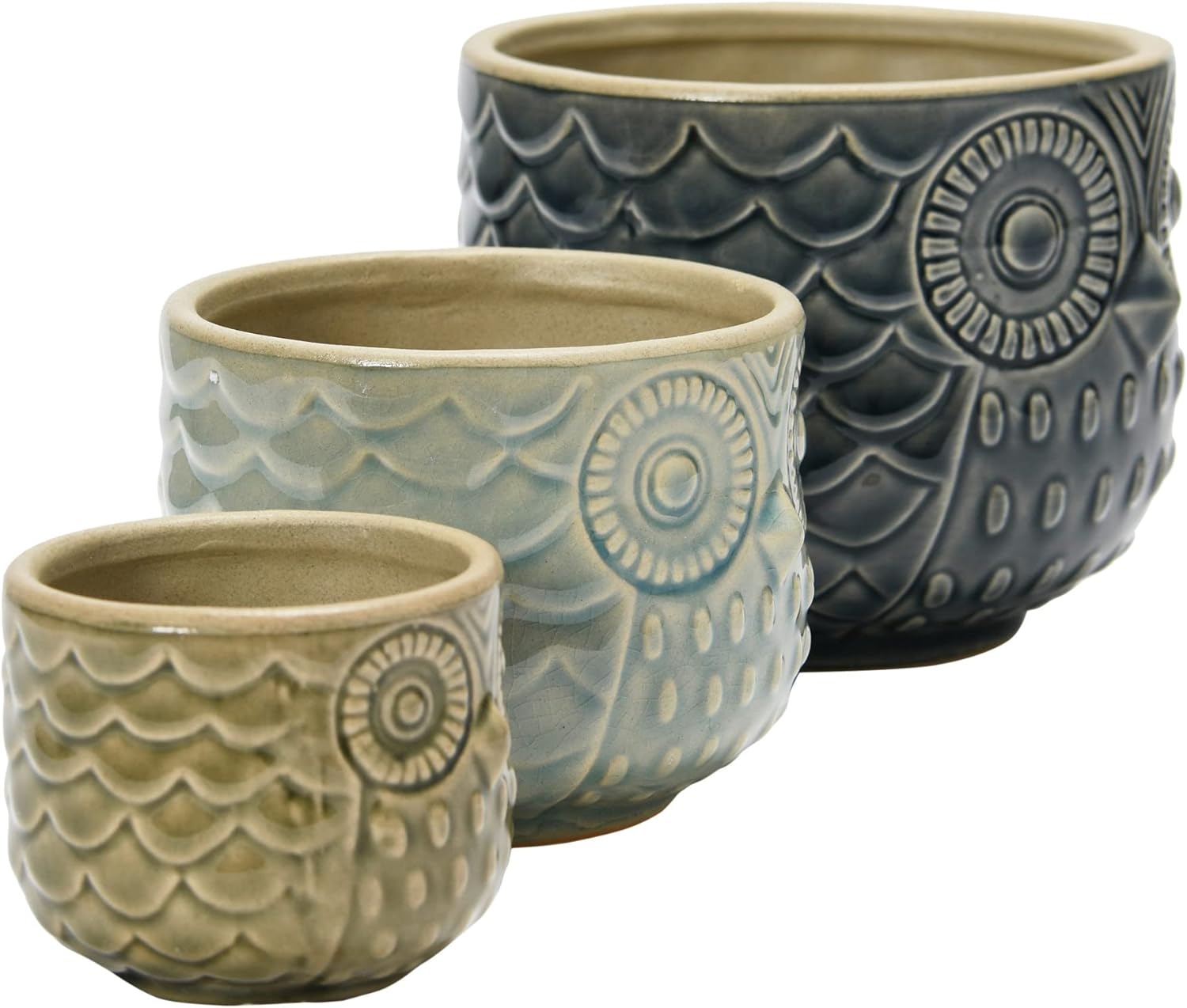 Decorative Stoneware Owl Containers