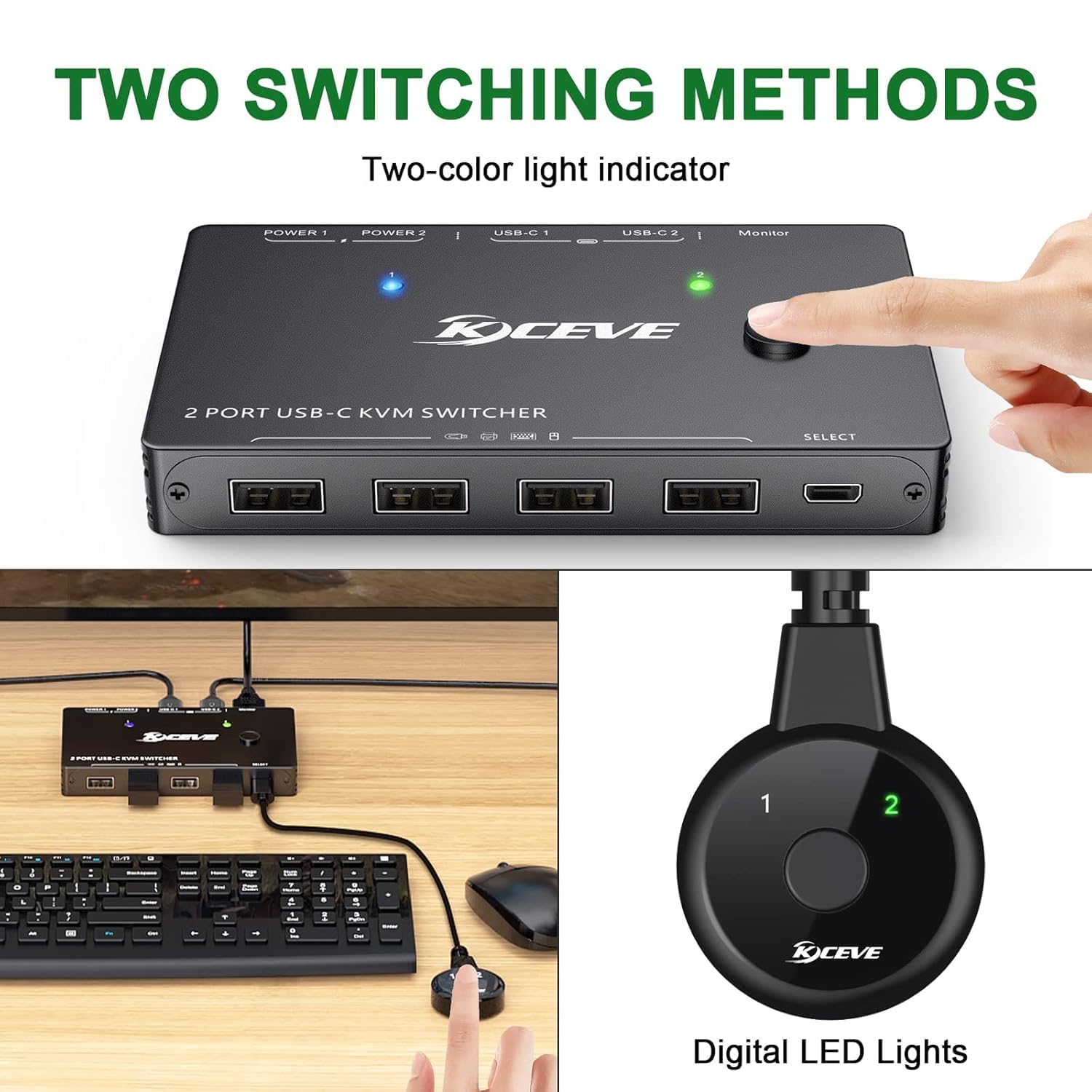 Amazon.co.jp: KCEVE USB-C KVM切替器 2入力1出力 Type-C KVM