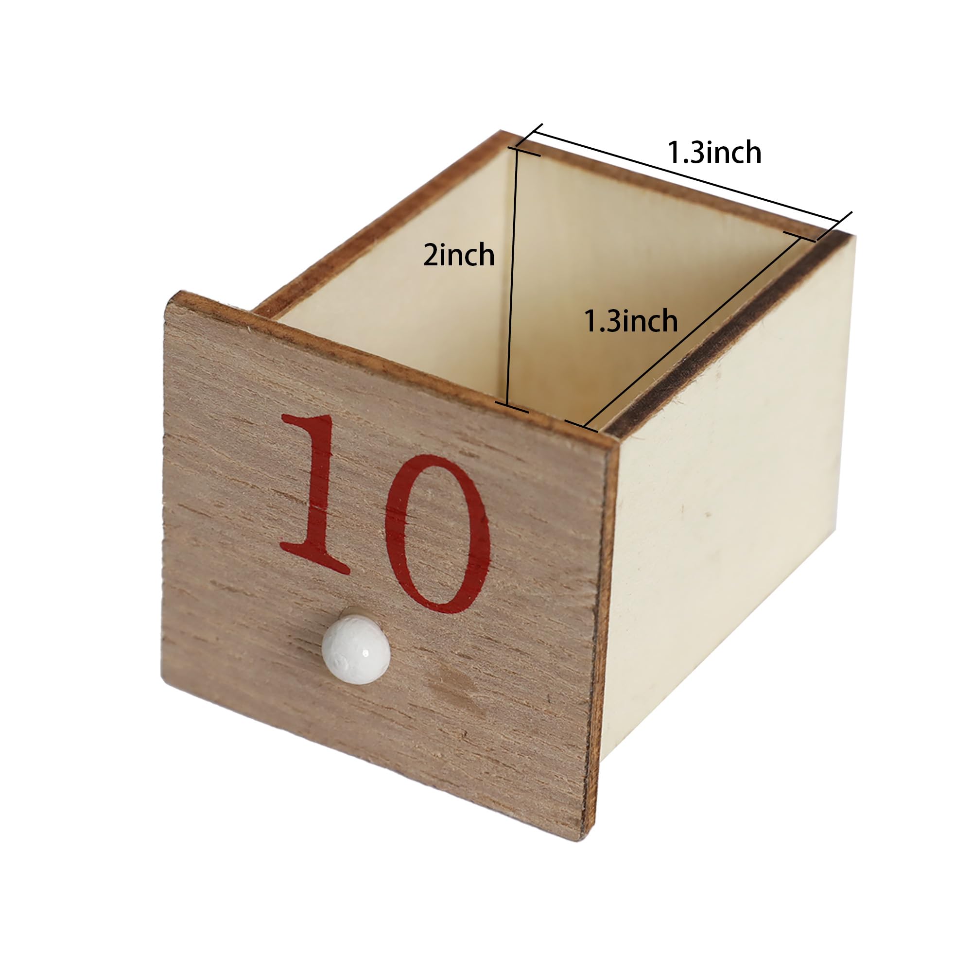 Calendario de Adviento de madera con luces LED, cuenta regresiva de 24 cajones para Navidad, diseño de casa de granero, decoración navideña con reno, perfecto para niños y adultos, 14.8