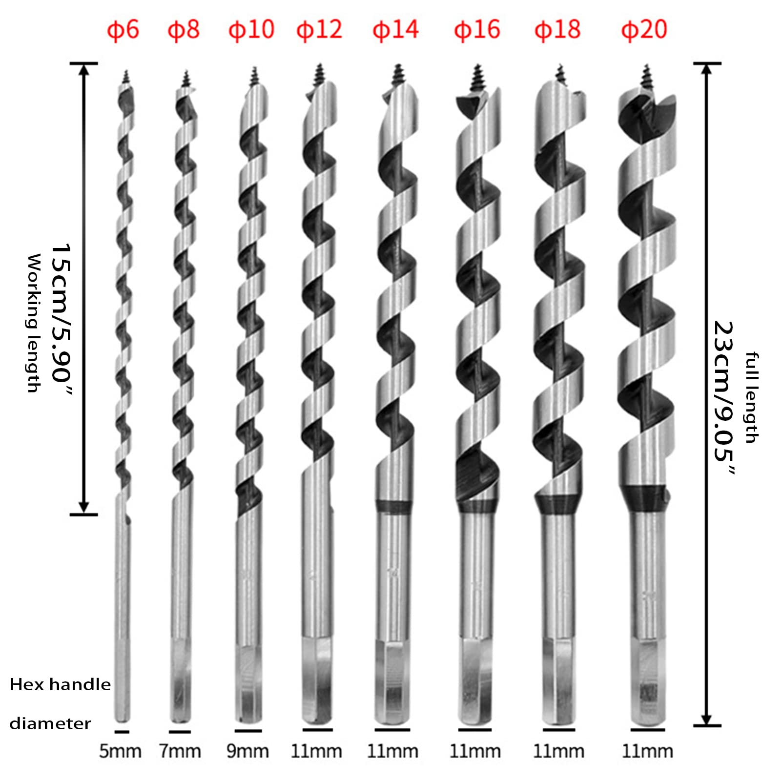 Set di punte lunghe di alta qualità per alesatura 6-20mm per trapano a mano/cacciavite senza fili