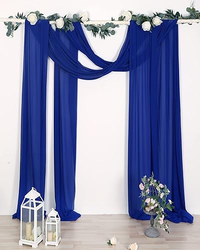 Miniatura 3 de SHERWAY 2 paneles de cortinas de arco de gasa extralargas de 30 pies para bodas, fiestas, recepciones, telón de fondo, ceremonia y decoración (azul