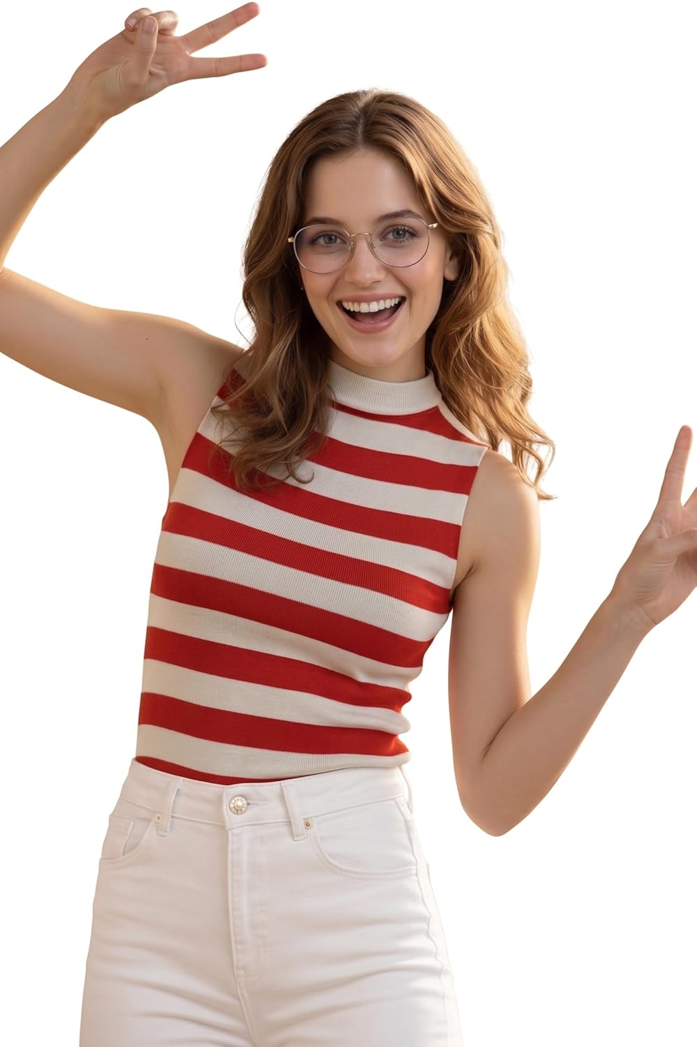 LASOON Women Striped Sleeveless High Neck Slim Fit Top | Casual Stretch Summer Tank - Review, Price and Buying Guide