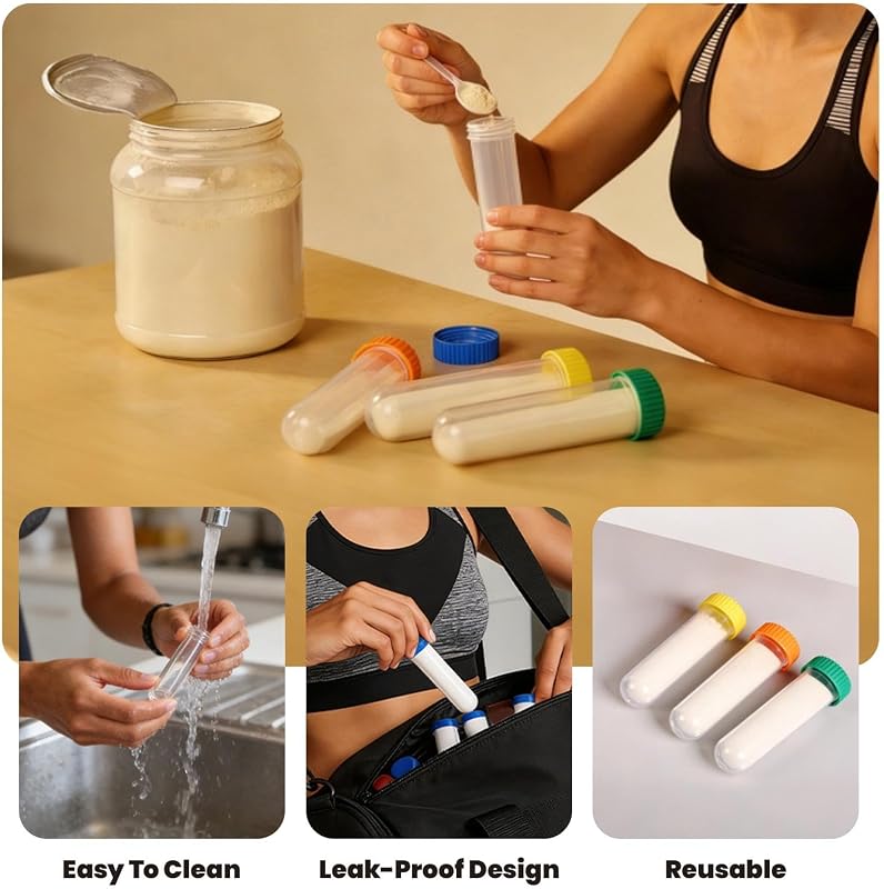 Protein Powder Travel Container Set, Reusable Powder Container to Go image 3