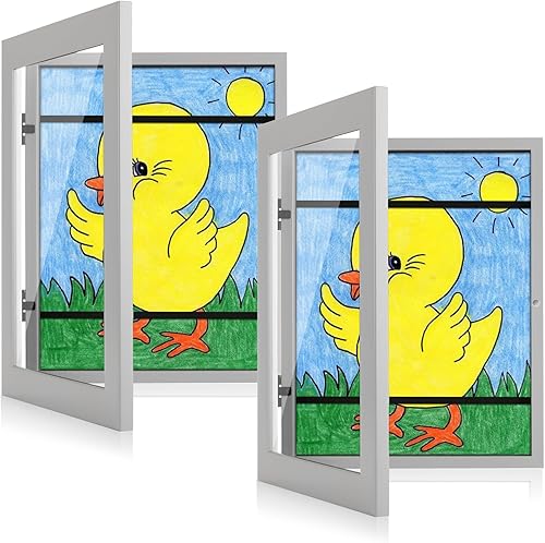 Paquete de 2 Marcos de arte para niños, marcos de arte para niños, de 9 x 12 pulgadas, con apertura frontal, intercambiables, marco de