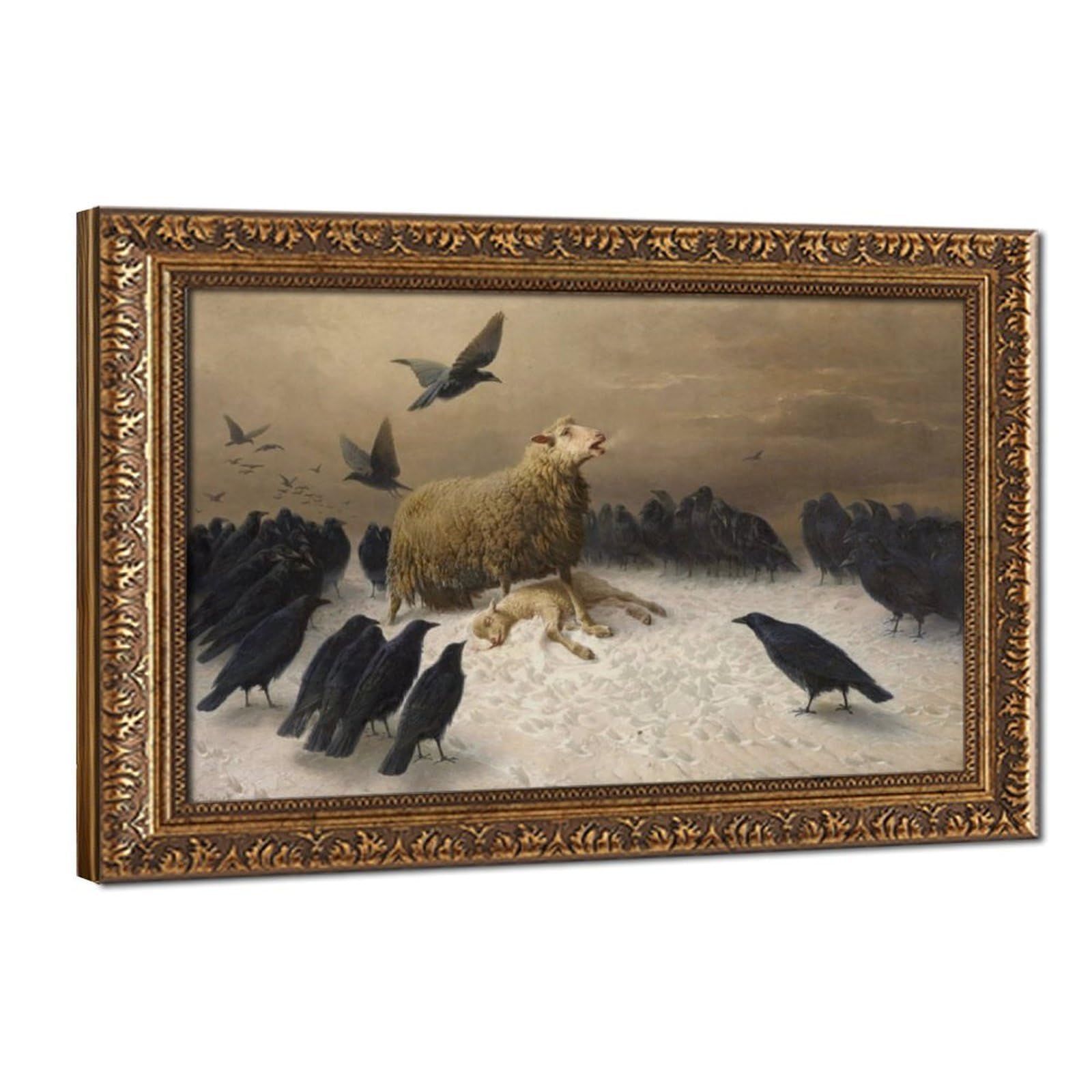 WCYB Anguish by August Friedrich Albrecht Schenck 1876 Prints Posters Canvas Deco Paintings Wall Art For Office Hangable Frame 8" L X 12" W