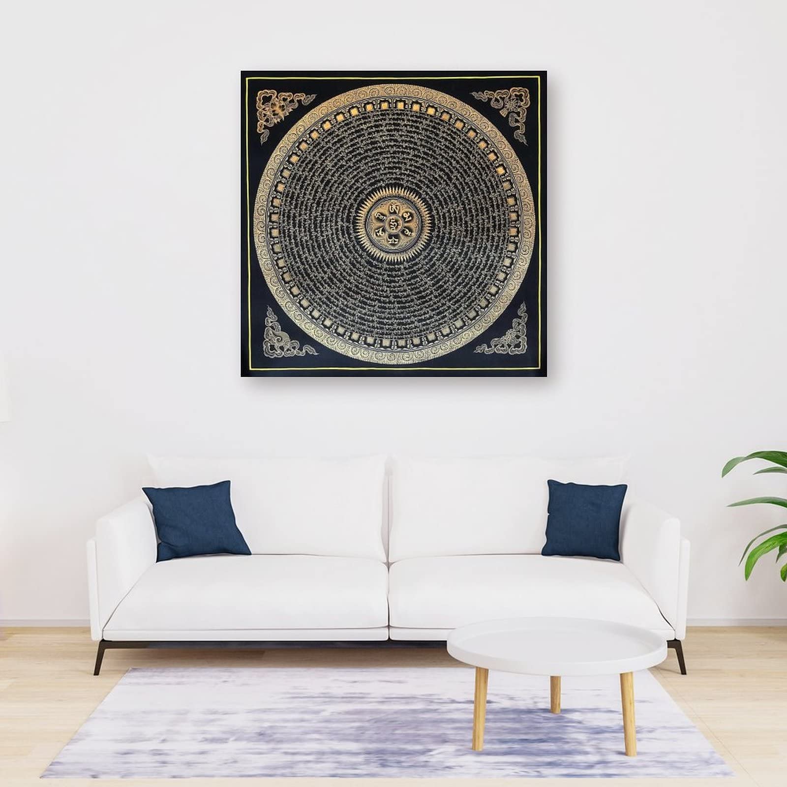 Poster tibetano Thangka di Mantra Mandala Buddhismo Religione Meditazione Poster Decorazione per la casa Decorazione da parete Camera da letto Decorativa Estetica 50 x 50 cm