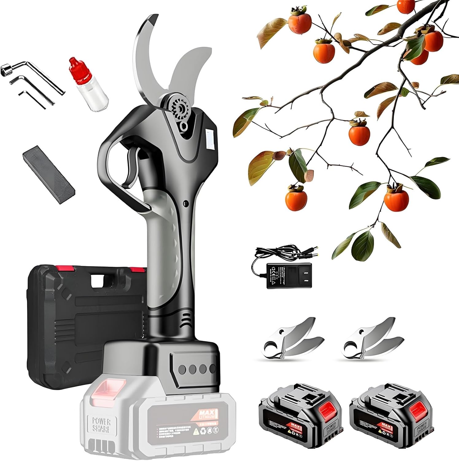 Electric Pole Pruning Shears Cordless, 50MM Cutting Diameter Cordless Pruner with 7-FT High Reach Extension Pole, for Tree Trimming, Garden Tool