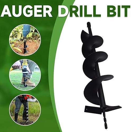 Miniatura 6 de ALL-CARB Broca de taladro de 6 x 31.5 pulgadas, broca en espiral de jardín, broca de tierra o excavadora de agujero de paraguas con eje de 34