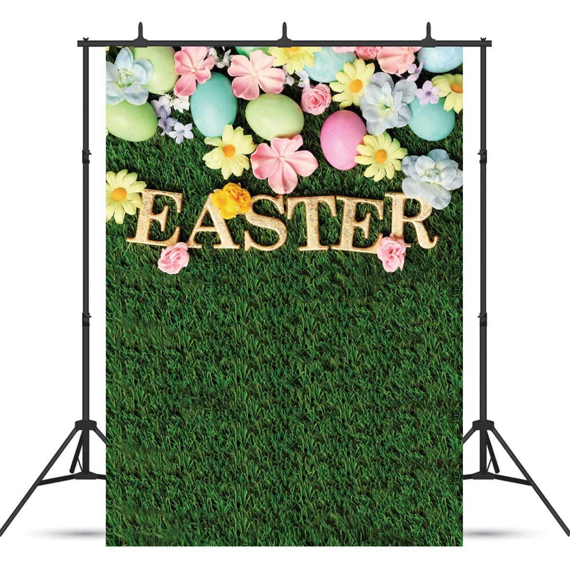 SJOLOON Happy Easter Photography Backdrops Natural Grass Green Flowers Photo Studio Background for Children Spring Backdrop 10952(5x7FT)