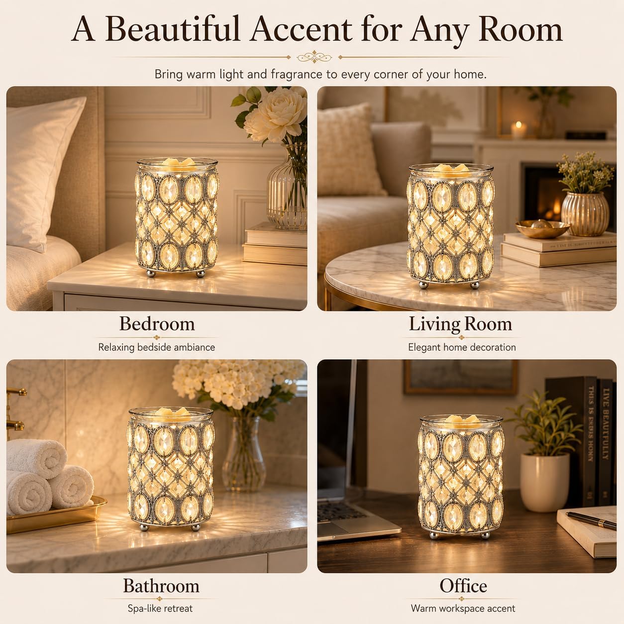 Crystal Wax Warmer Electric with Faceted Design & Removable Glass Dish
