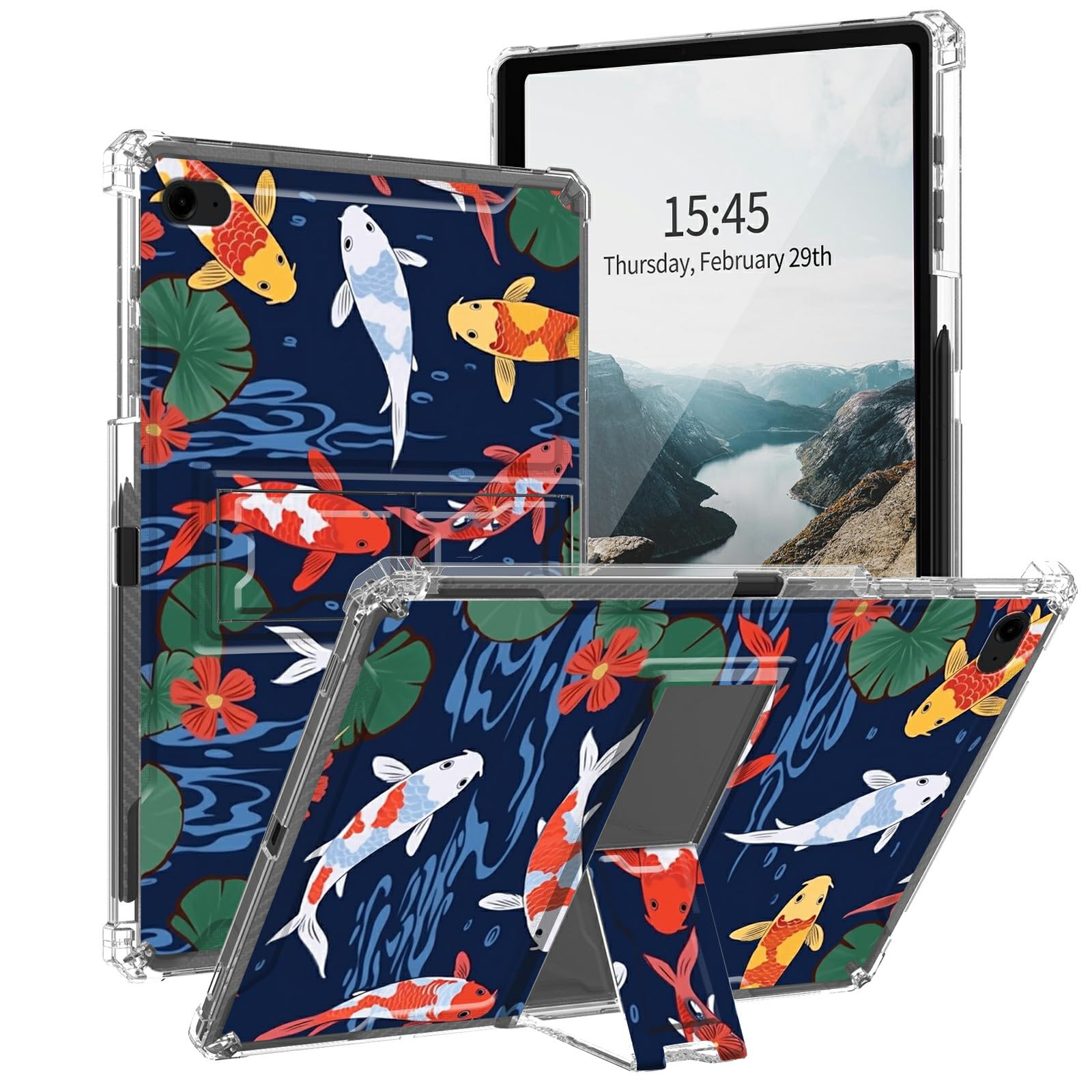 Rossy for iPad Pro 9.7 Clear Case for iPad 6th/5th Generation Case (2018/2017) for iPad Air 2/Air 1 Case (2014/2013) with Pencil Holder & Kickstand