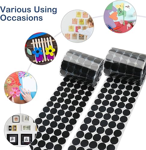 Miniatura 7 de Puntos autoadhesivos, 400 unidades (200 pares) tiras adhesivas redondas de 0.79 pulgadas, puntos circulares pequeños, cintas adhesivas para el