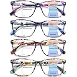 CLASAGA Progressive Multifocus Reading Glasses for Women, Pattern Print Blue Light Block Stylish Ladies Computer Readers