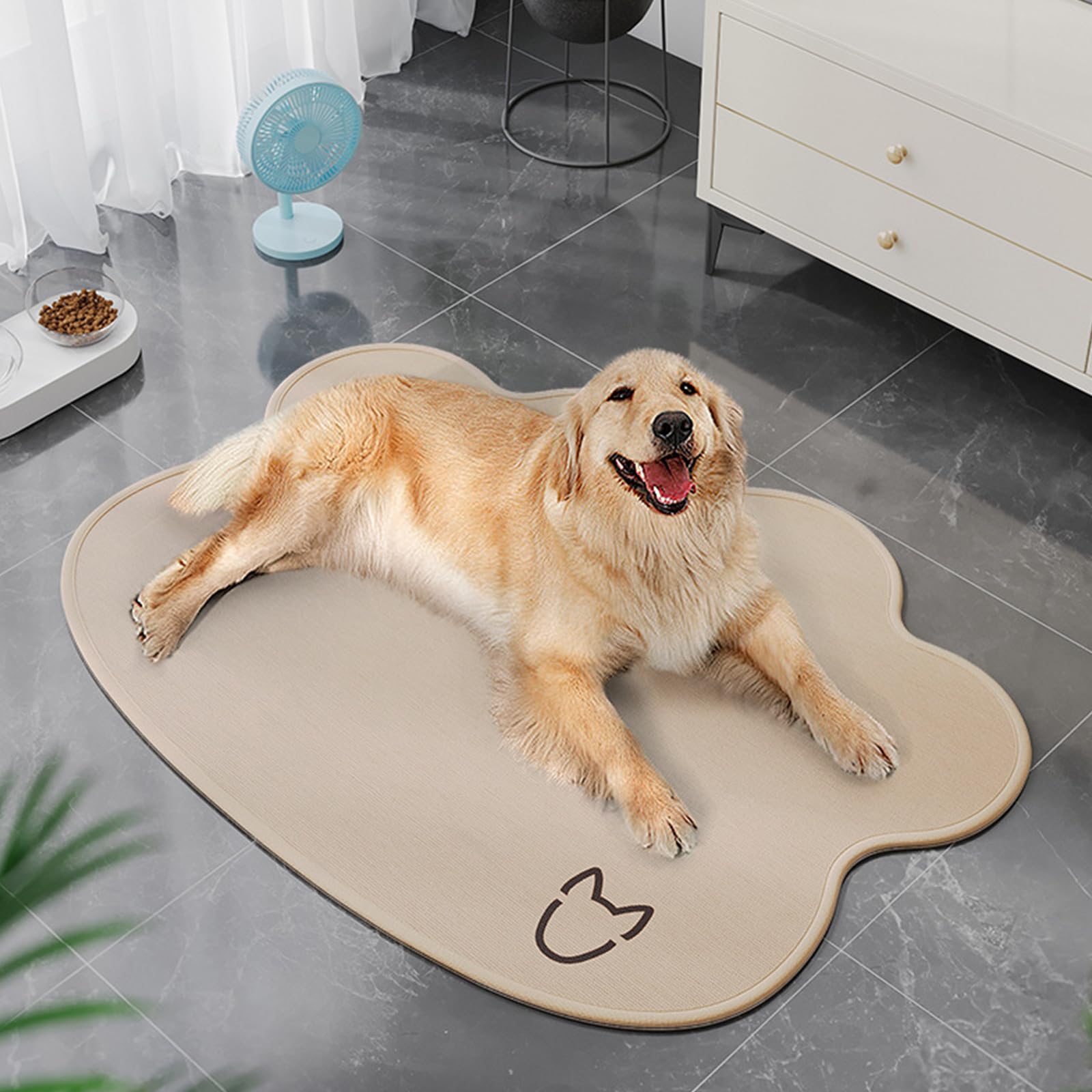 Tappetino Refrigerante Cane, Tappeto Rinfrescante per Cani in Seta di Ghiaccio Non Tossico, Materassino Raffreddamento per Animali Domestici dell'Estate,Beige,33.5x47.2in