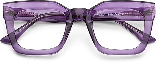 DOOViC Gafas de lectura cuadradas de moda para mujer, bloqueo de luz azul, lectores de computadora, 1.00 de fuerza