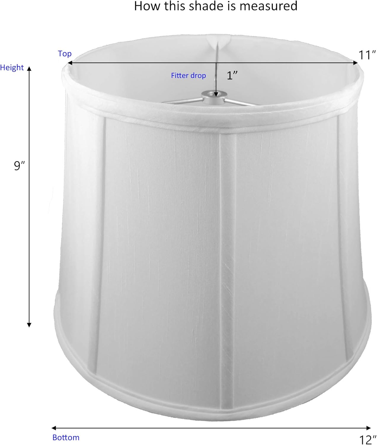 Crеаtіvе Prоduсt American Pride 11x 12x 9 Round Soft Shantung Tailored Lampshade, White