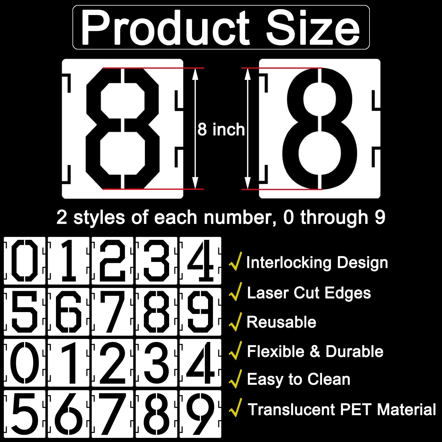 Snapklik.com : 8 Inch Number Stencil Kit, 20Pcs Reusable 0-9 Address ...