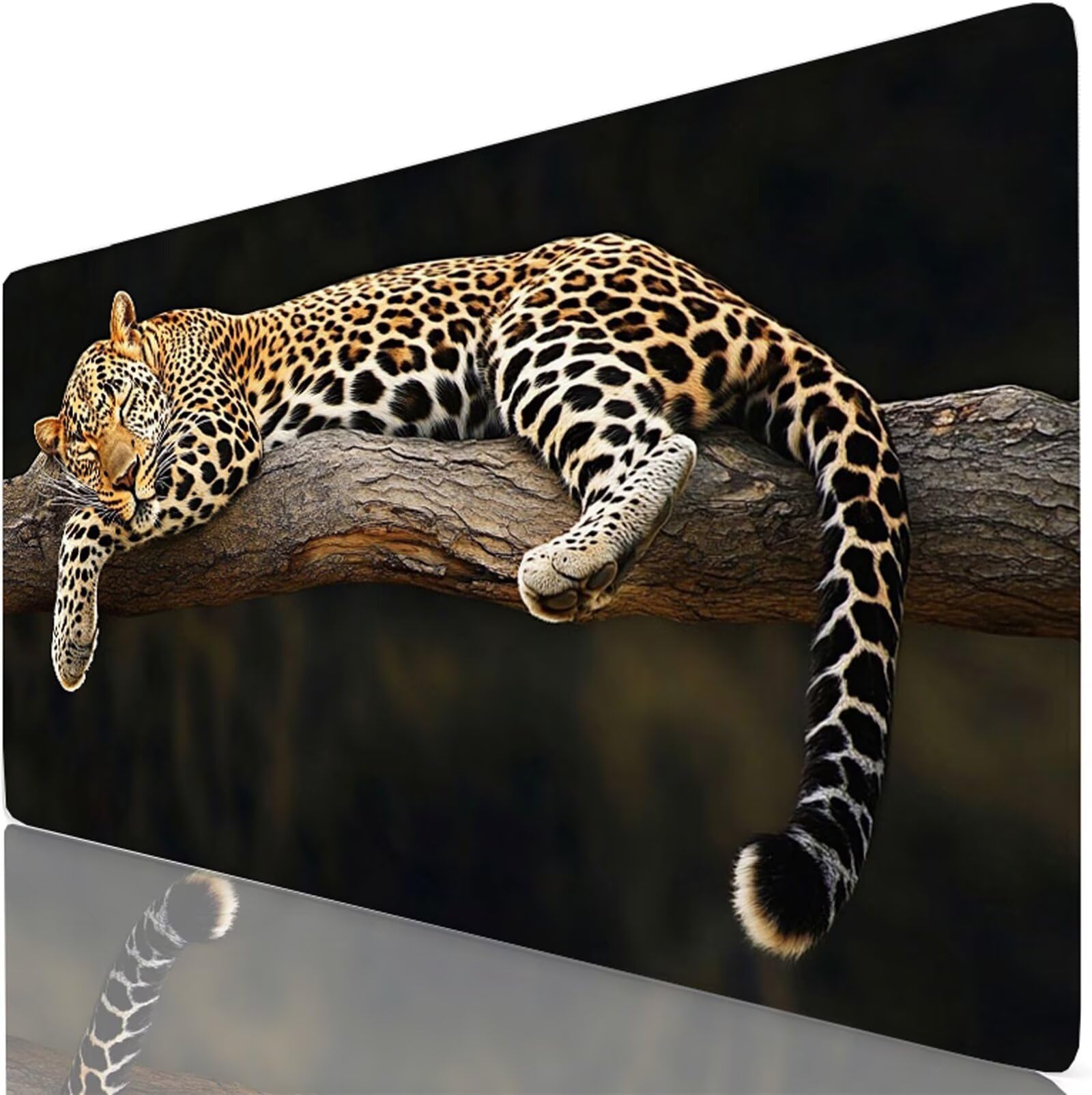 Tappetino Mouse XXL 1500x800x4 mm Marrone Tappetino Scrivania Leopardo Mousepad per PC e Tastiera, Tappeto Scrivania Antiscivolo, Migliora Precisione e Velocità, Desk Mat per Gamer, Regalo W6-932