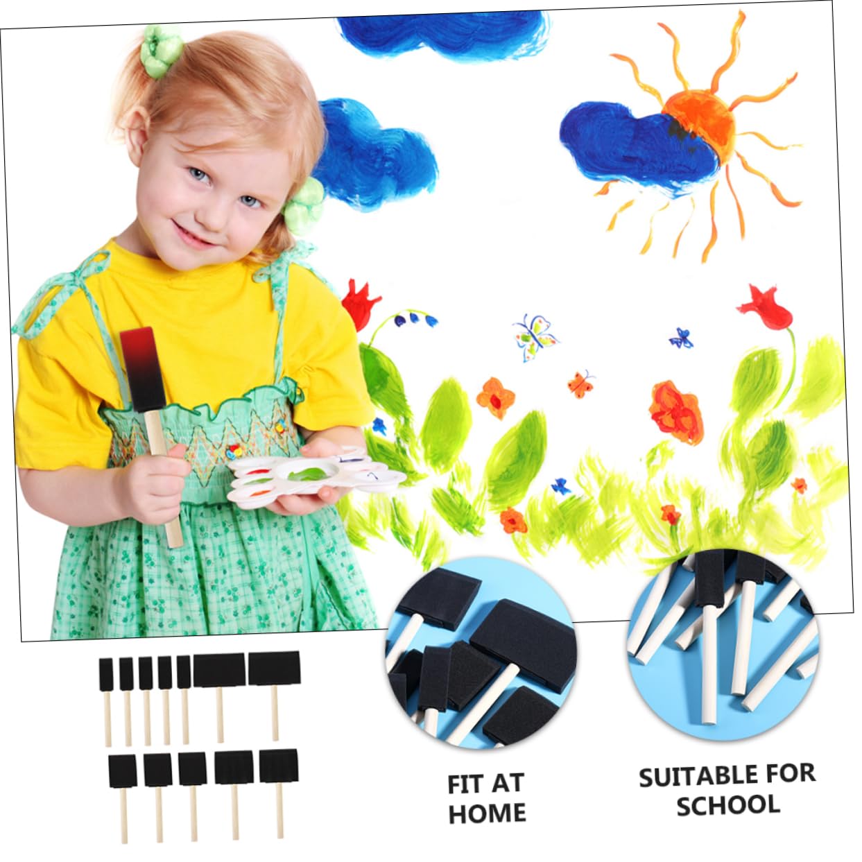 DOITOOL 1 Sponge Brush Multi Painting Tools for DIY Art Projects Home School Use Easy to Clean and Absorb Paint for Creative Fun