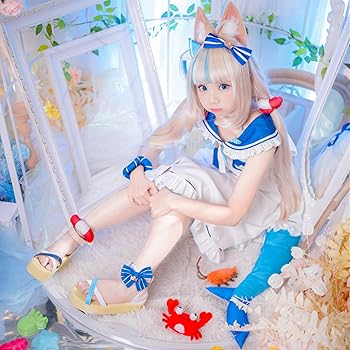 即納　SamekoSaba さめこさば コスプレ 衣装　新品未使用 Amazon.co.jp: [こきまとざ] 耳+尻尾付 コスプレ衣装 VTuber Sameko