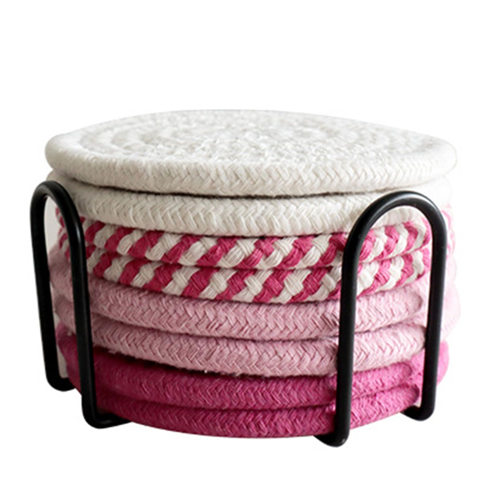HZBB Absorbent Cotton Rope Coasters Set Beverage Round Thick Insulation Cup Mat Easy to Use Absorbent Cotton Rope Set