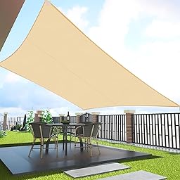 Toldo Vela de Sombra Rectangular 2x3m Protección UV, Toldo con Protección Solar,Toldode Vela Solar para Jardín Oxford a Prueba de Impermeable para Exteriores Patio Terraza Balcón,Beige