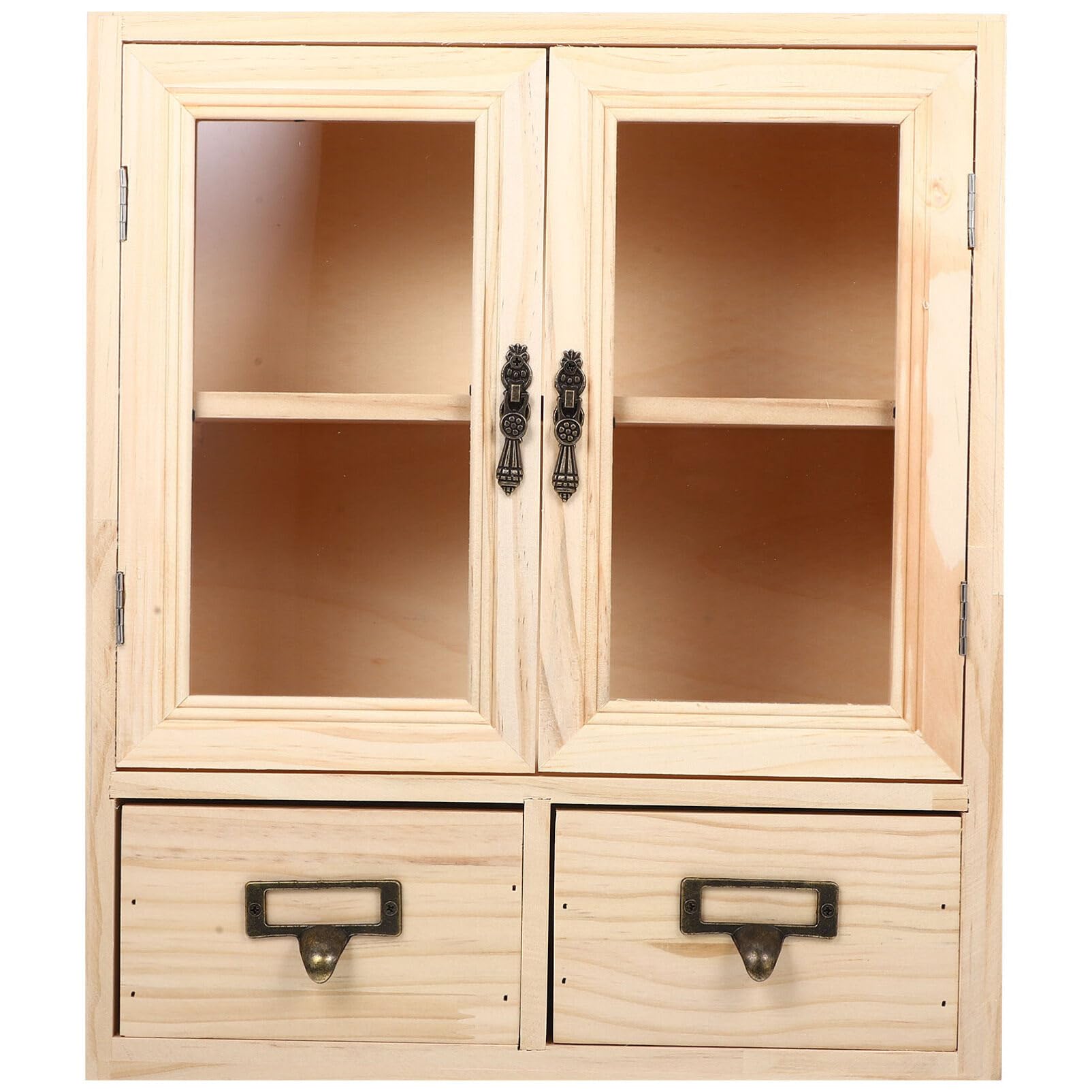 Luxshiny Gabinete de Almacenamiento de Escritorio de Madera Gabinete de Almacenamiento de Encimera de Madera Pequeño de Campo Organizador de Escritorio de Gabinete de Almacenamiento