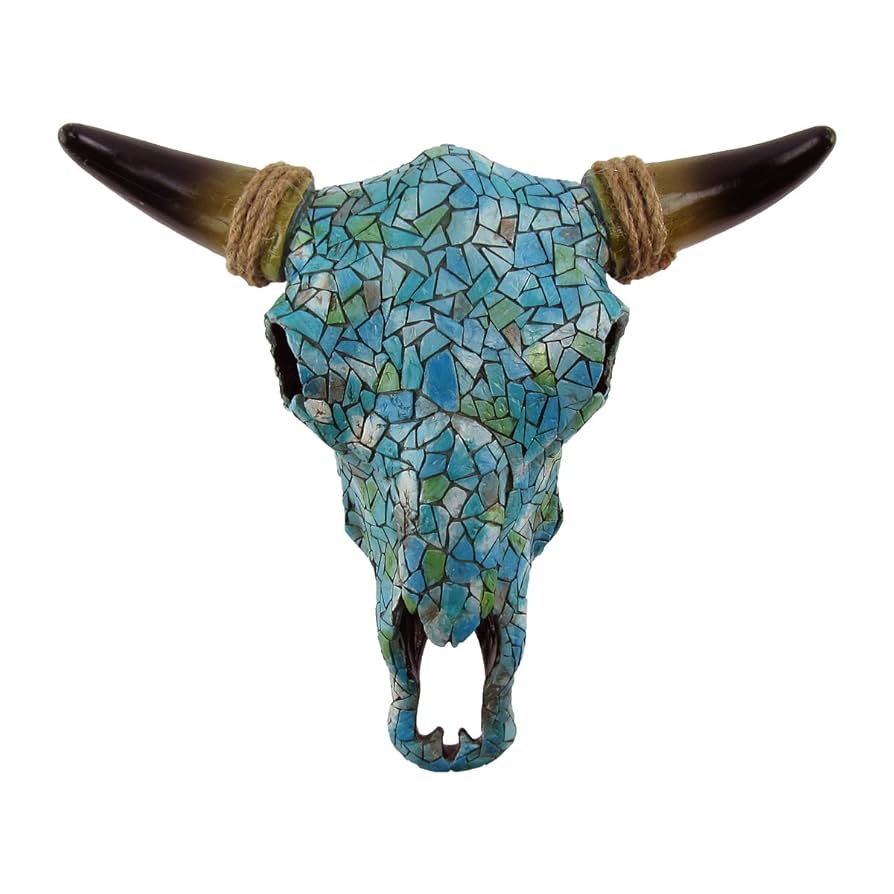 【海外製】ターコイズブルー・牛の置物 ターコイズブルー 陶器製 牛置物｜縁起物／インテリア／アジアン