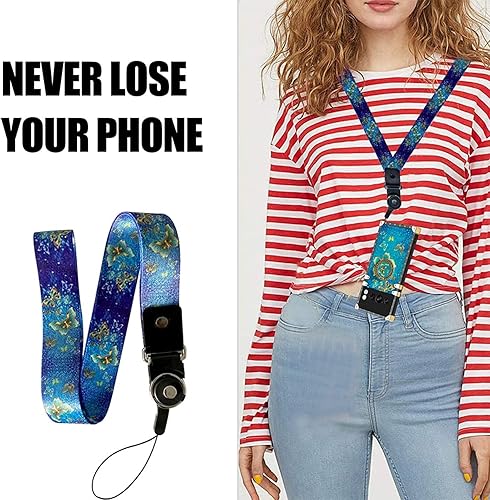 Miniatura 4 de Funda para Google Pixel 8 Pro (6.7 pulgadas) Funda de patrón de mariposa azul de moda para niñas y mujeres con correa de soporte de anillo, funda