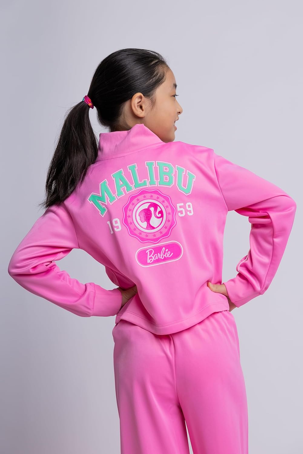Barbie Girls Zip Up Jacket and Pants Tracksuit Outfit Set Toddler to Big Kid Sizes (2T - 14-16) - Image 3