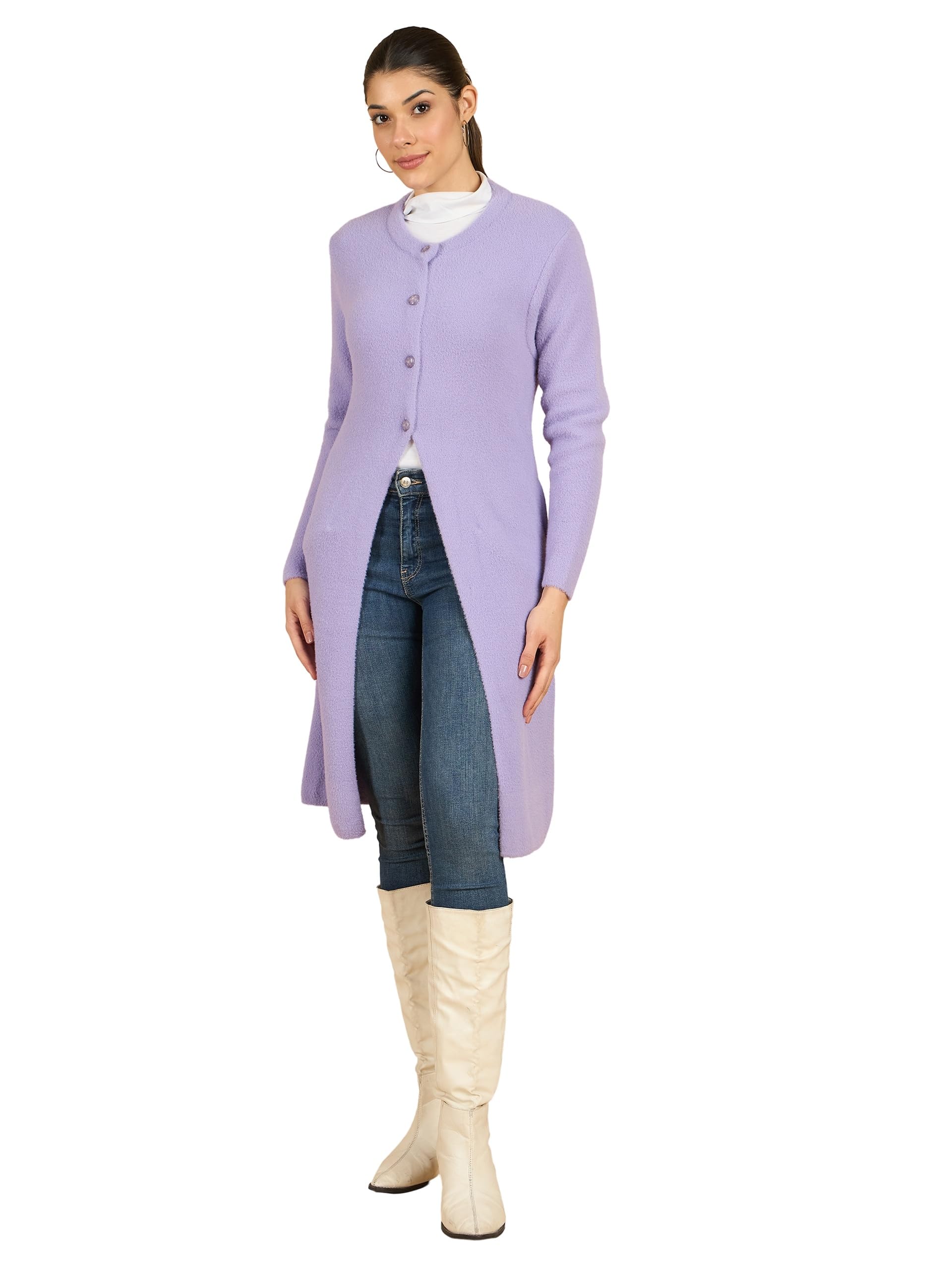 clapton Long Hair-Wool Blend Winter Cardigan, Button-Down Front, Full Sleeves, Round Neck, Casual Semi-Formal Style-picture-31