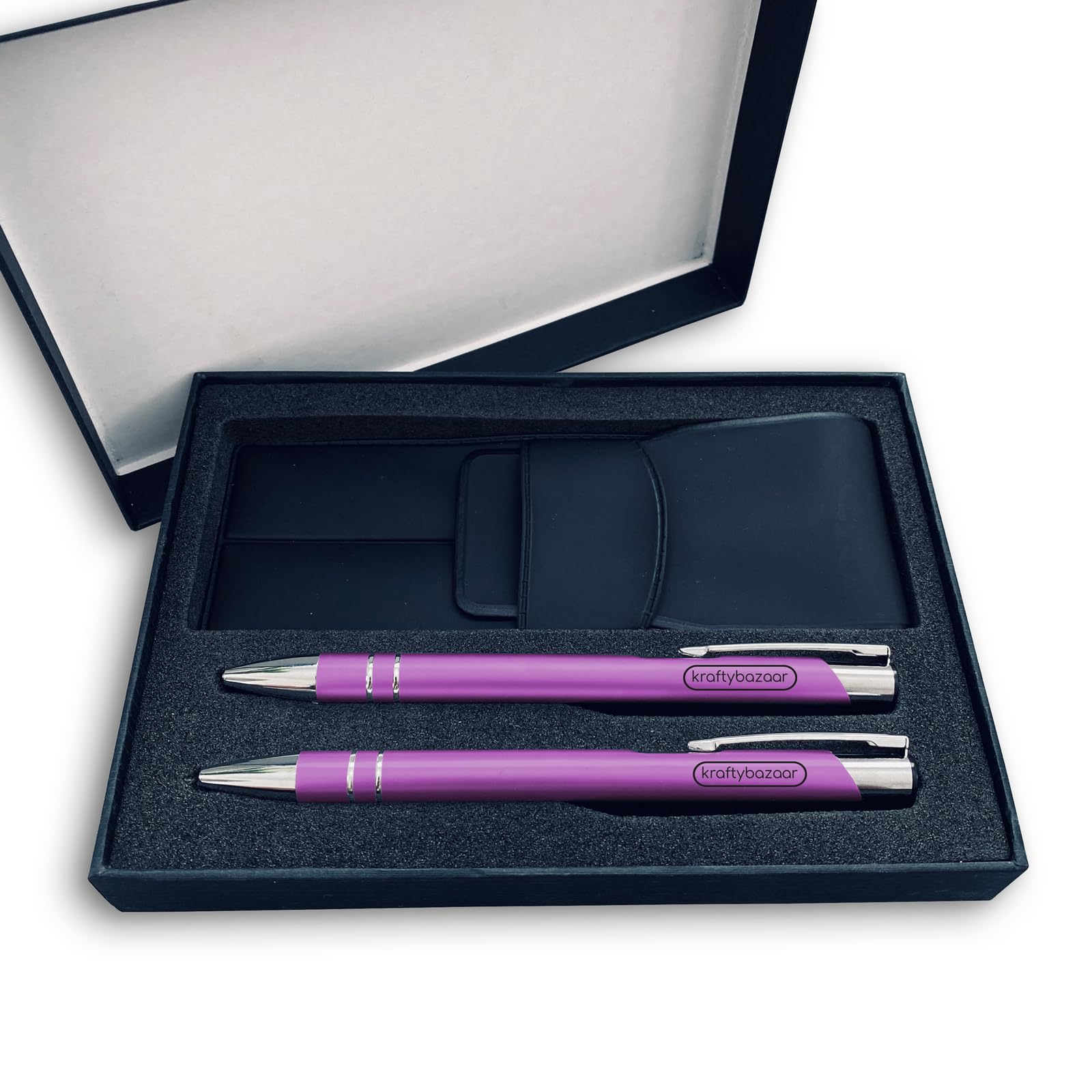 Set of 2 Purple Personalised pens, Custom printed Metal ballpoint pen with text and/or logo, Anniversarry Gift, Graduation or Teacher gift, Hen Party gift