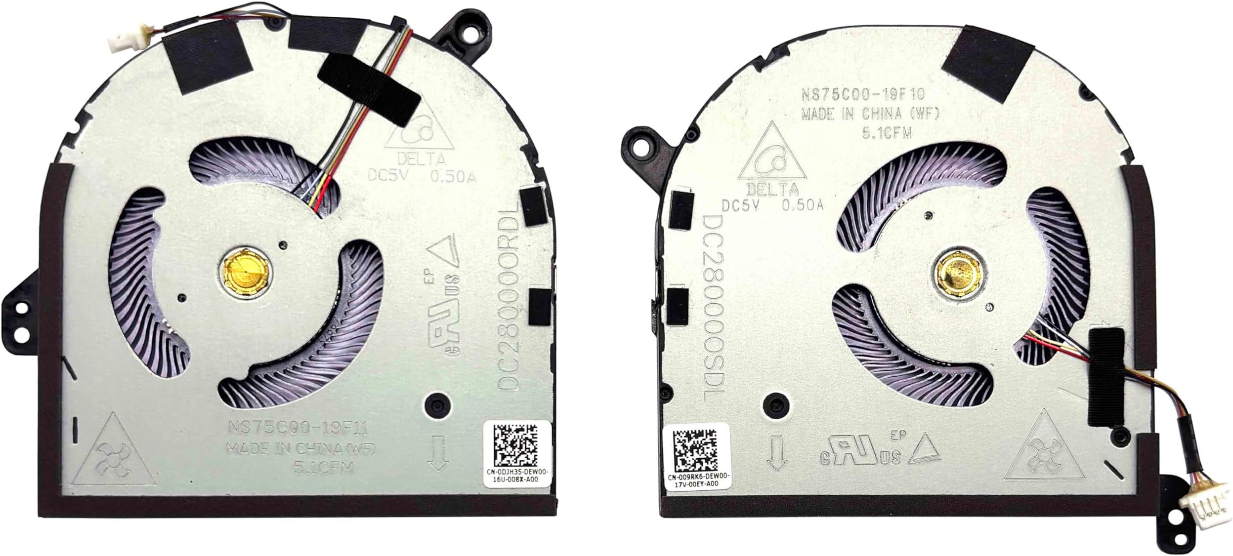 New CPU+GPU Cooling Fan Replacement for DELL XPS 15 9500,Dell Precision 5550 0DJH35 009RK6 Pair Fans DJH35 09RK6
