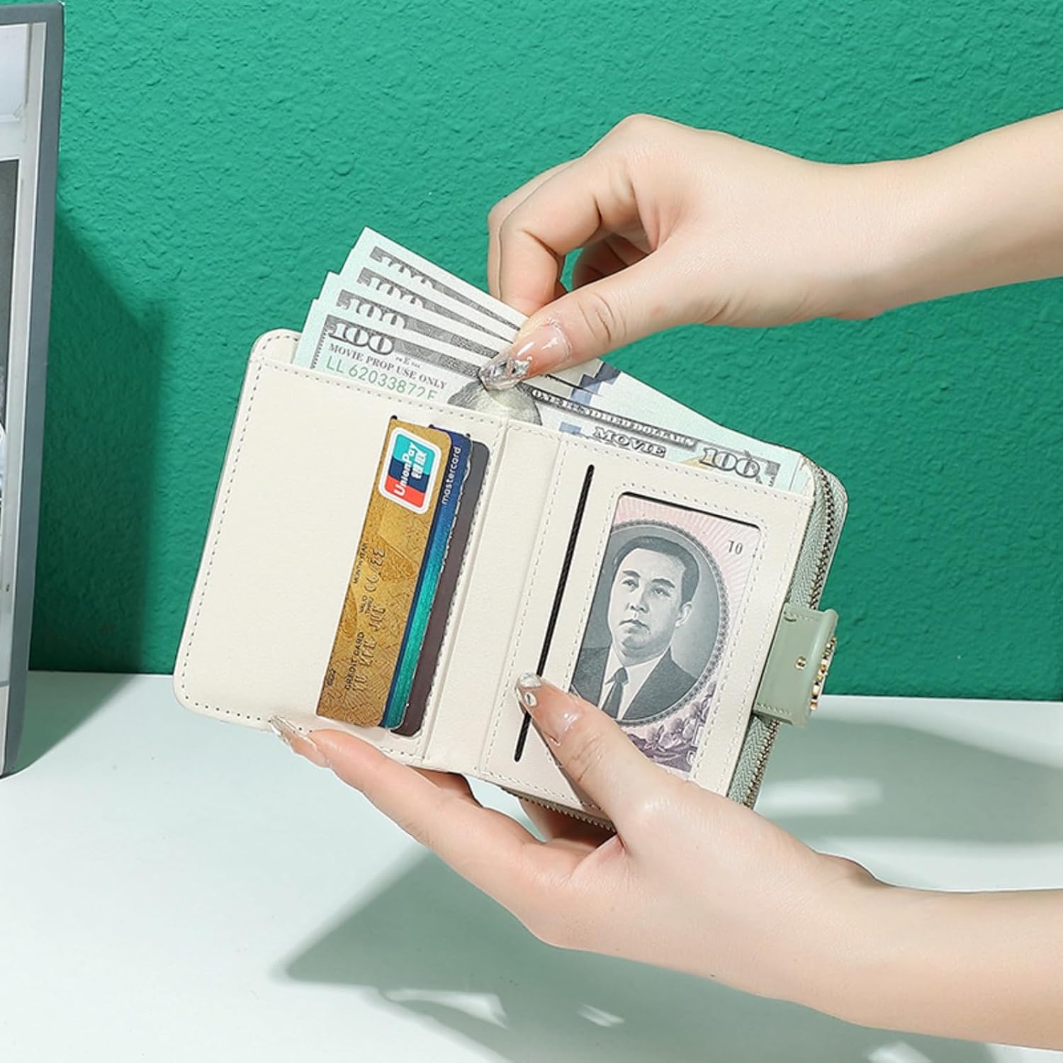 Wallet Women Small RFID Blocking Bifold Compact Credit Card Holder Floral Cute Ladies Purse with Zipper Coin Pocket - Image 6