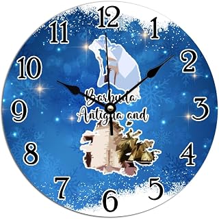 Clock Barbuda Antigua and Landscapes Cityscape Clocks for Wall Barbuda Antigua and Clocks Battery Operated Silent PVC Art Clocks Cityscape Watercolor Print Wall Hanging Clock 10x10in