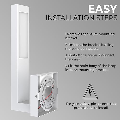 Miniatura 6 de LEEKI - Moderna lámpara exterior - Luminaria exterior en forma de L - 14W 3000K - Antióxido (blanco, 14.5 pulgadas) - Apliques de iluminación de