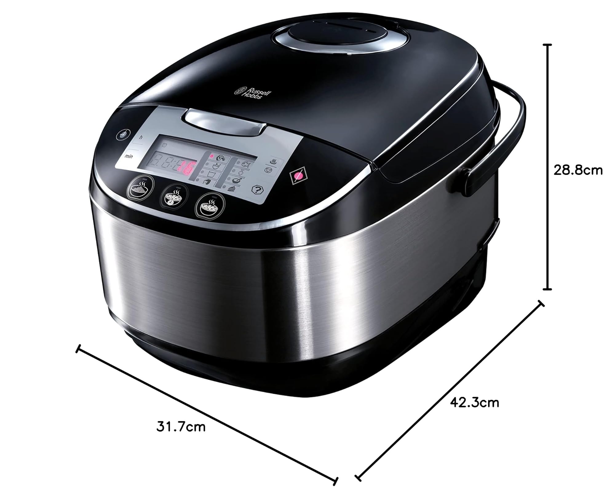 Russell Hobbs Multikocher [11-in-1: Reiskocher, Schongarer, Dampfgarer, Slow Cooker, Backoutomat, Joghurtbereiter etc.] Multicooker (5,0l, digitales Display, Anti-Kondensations-Deckel) 21850-56
