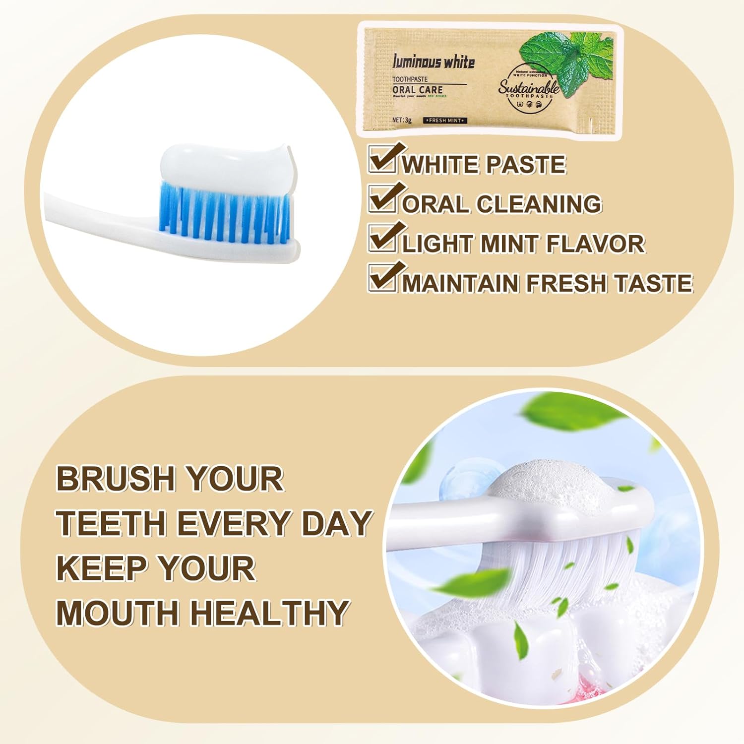 200 Pack Too Small Bulk Travel Size Toothpaste, 0.105 oz Extra Small Mint Mini Disposable Toothpaste for Hotel, Guests, Homeless, Charity