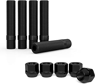 20pcs 12x1.5 Wheel Stud Conversion, Includes 20pcs Black Lug Nuts, Compatible with BMW: 128i 135i 318i 320i 325i 328i 335i M3 525i 528i 530i 535i M5 Z3 Z4 E36 E46 E60 E90 E92 E93 Black