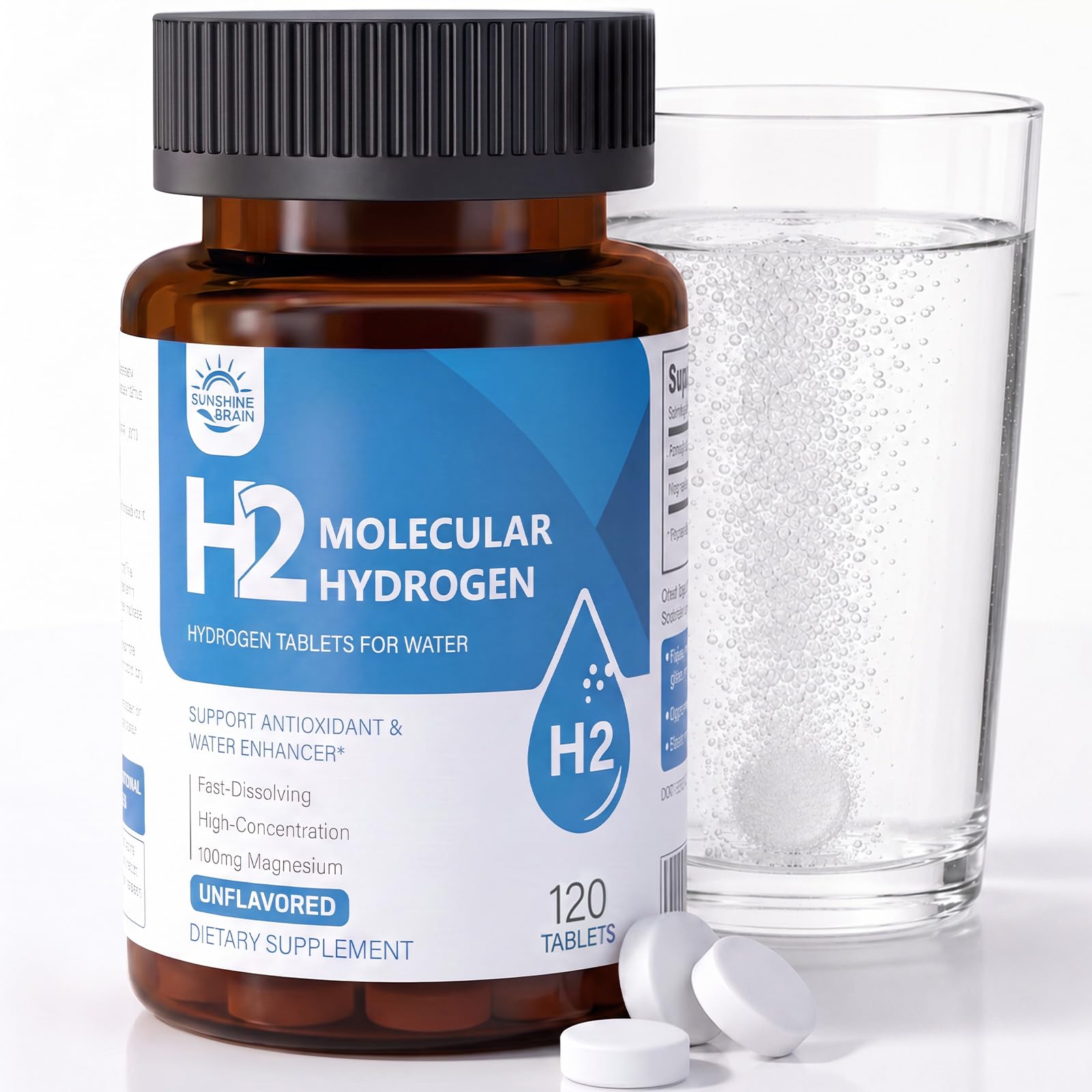 Molecular Hydrogen (H2) Tablets with Magnesium, 120 Tablets