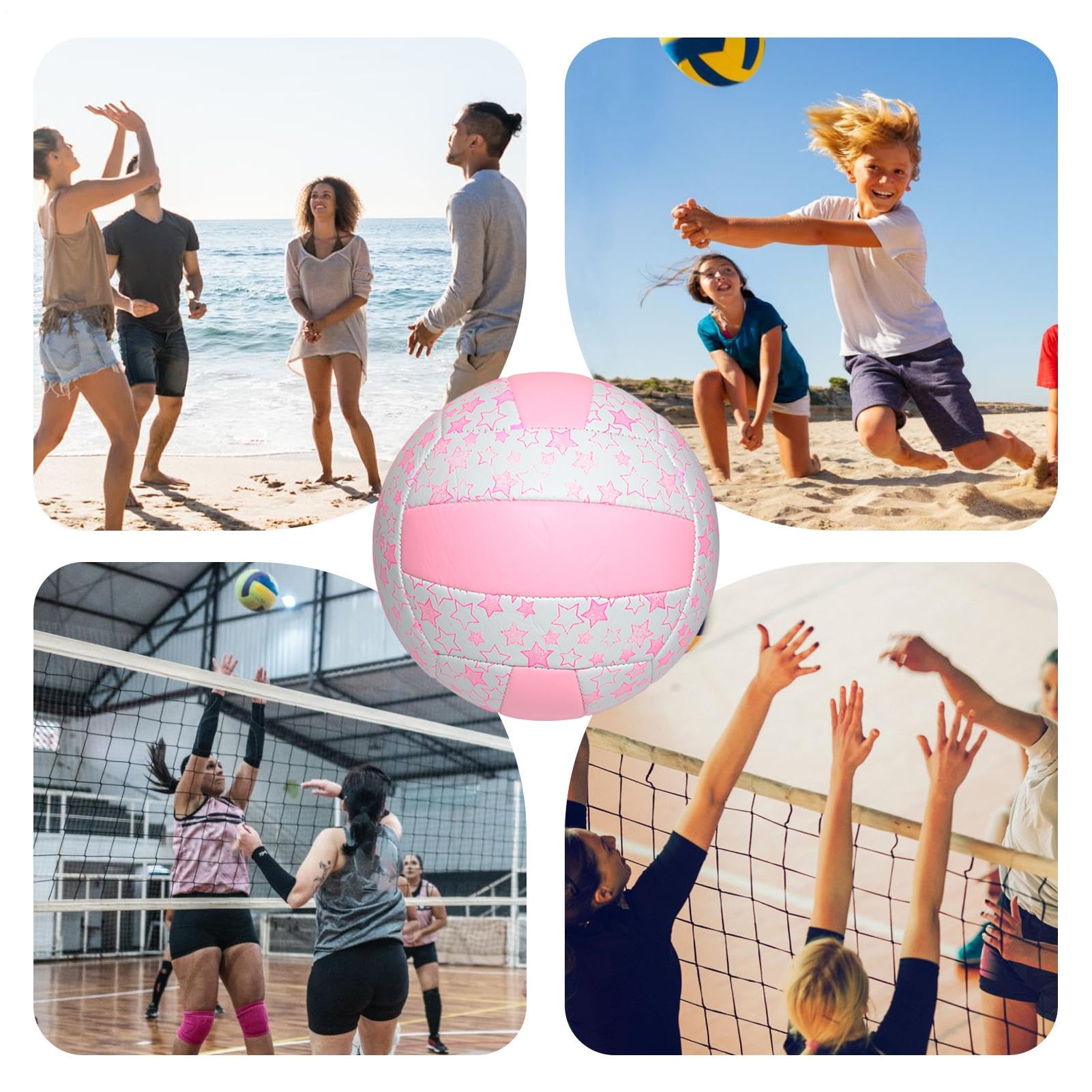 Vóley Playa,Balón De Entrenamiento PVC Talla 5 | Fácil de Controlar Balón Estándar de Competición para Escuelas, Entrenamientos y Playa