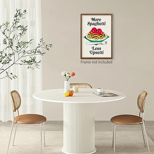 Miniatura 3 de CAXIYSH Arte de pared retro divertido de cocina y comida, póster de pasta lindo de moda, con frase "More Spaghetti Menos" Upsetti, impresiones en
