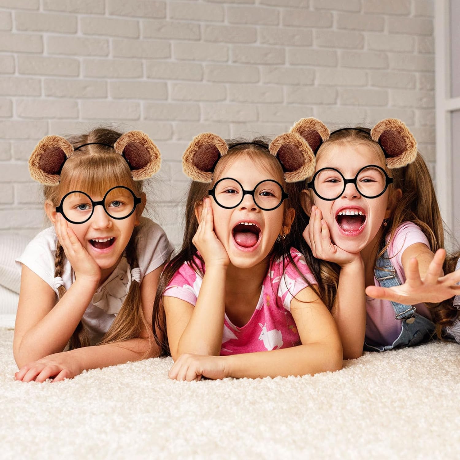 Chipmunks Costumes Set,Chipmunk Ears Headband Black Round Frame Glasses