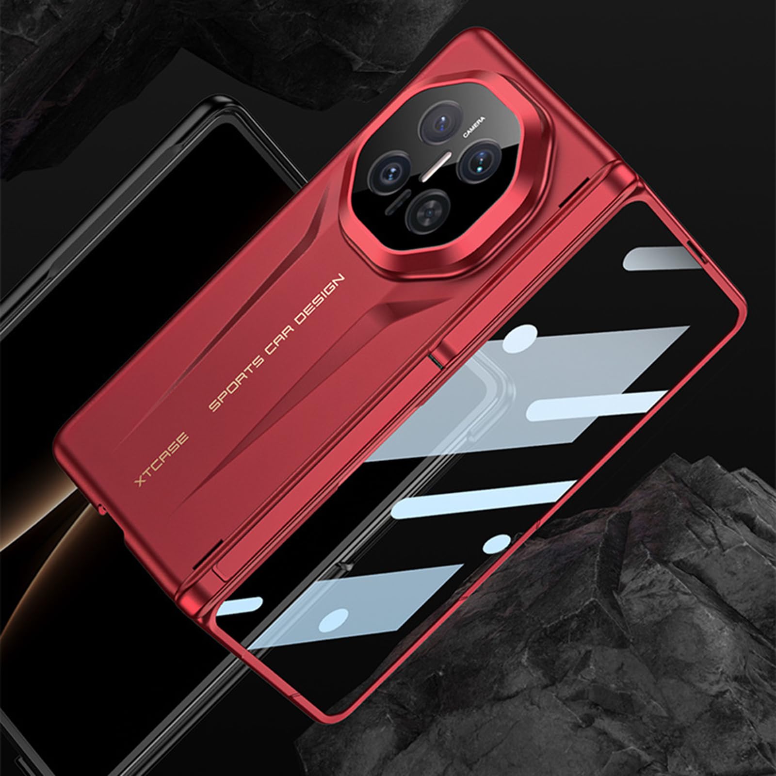 Etui do Huawei Mate X7, wbudowana osłona ekranu, ochrona stojaka zawiasowego PC pokrowiec na całą obudowę, odporna na wstrząsy podpórka, czarna, Mate X7
